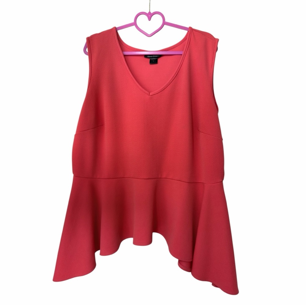 Ashley Stewart Sleeveless Peplum Top – Size 26 – Coral Red – Used